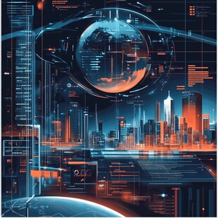 科技感未来城市与地球图景