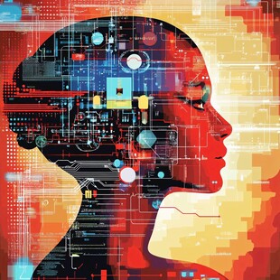 科技融合人脑的创意图像