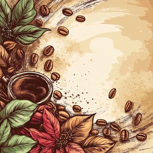 手绘咖啡主题插画背景图