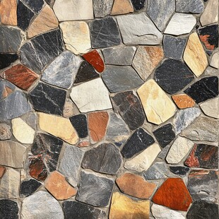 多彩碎拼石材墙面纹理