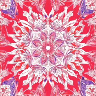 红色花卉曼陀罗图案纹理