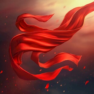 飞扬的红色绸带