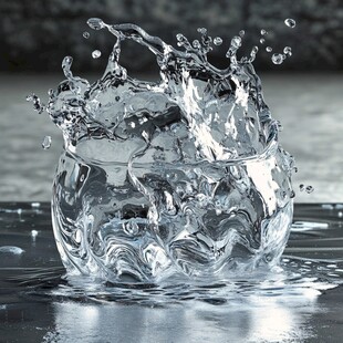 水花飞溅玻璃杯