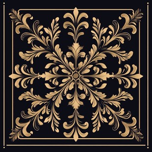 黑金奢华复古花卉装饰图案