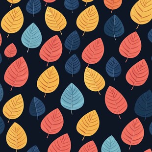 多彩秋叶无缝图案背景