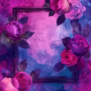 梦幻玫瑰边框艺术插画