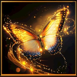 梦幻金色蝴蝶闪耀光芒