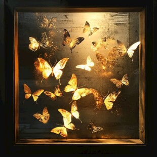 梦幻金色蝴蝶标本艺术框