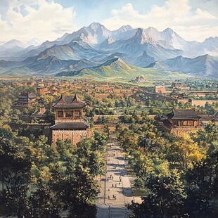 古邑依山傍景绘就盛景