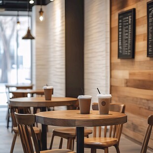 温馨咖啡店的闲适桌椅场景