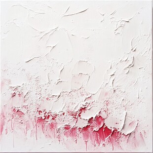 白色底红色边缘肌理抽象画