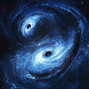 双黑洞宇宙旋涡奇观