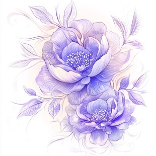 梦幻紫色花卉手绘插画
