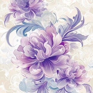 紫色花卉精美图案设计