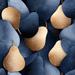 蓝金渐变梨子图案背景