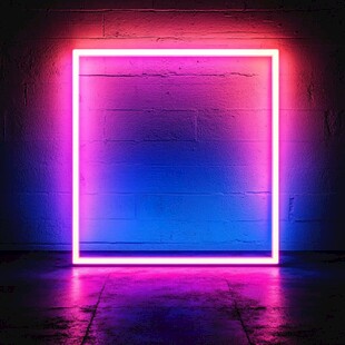 霓虹方形框营造梦幻氛围
