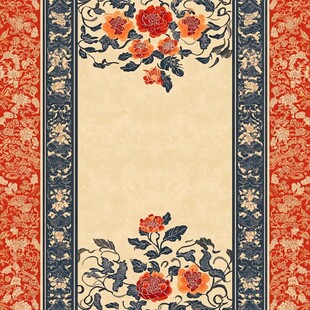 中式古典花卉图案地毯设计