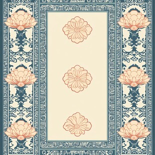 中式花卉边框复古图案设计