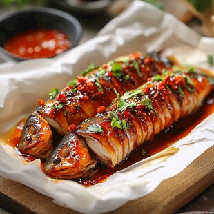 香辣烤鱼摆拍 色泽诱人