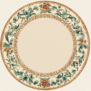 复古花卉纹精美圆盘装饰