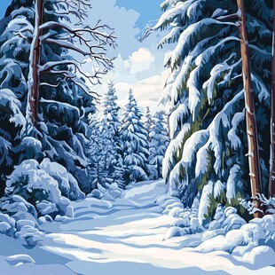 冬日雪覆森林的梦幻景象