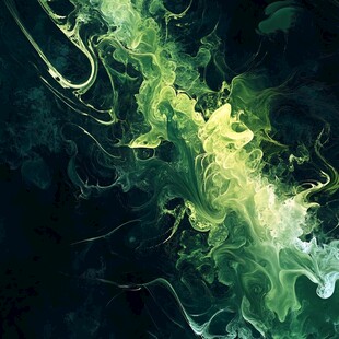 梦幻绿墨渲染抽象艺术图景