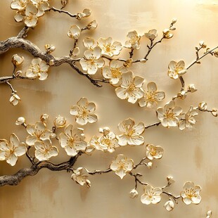 金色梅花装饰 典雅艺术感