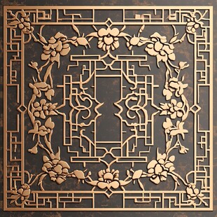 中式雕花镂空装饰图案