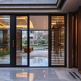 现代风格庭院玻璃推拉门