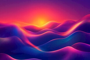 梦幻绚丽的沙漠日落景观