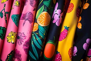 多彩印花布料展示