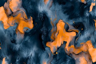 墨韵橙流抽象艺术纹理图