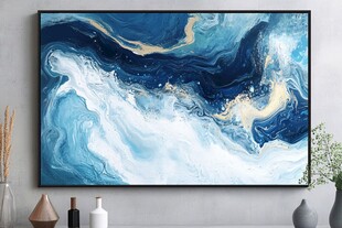 蓝色海浪抽象艺术画作