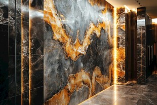 奢华大理石装饰的电梯间