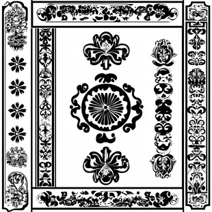 古典黑白花纹装饰图案