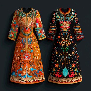 民族风刺绣长裙精美展示
