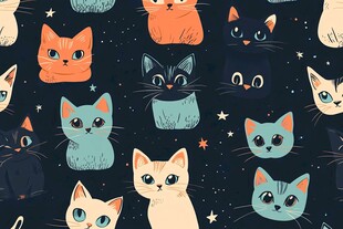 可爱猫咪星空图案背景图