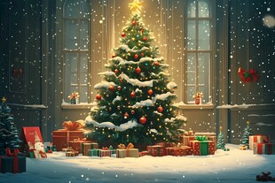 温馨圣诞室内装饰圣诞树