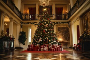 豪华大厅中的璀璨圣诞树