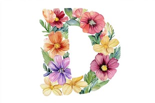 花卉装饰的字母D