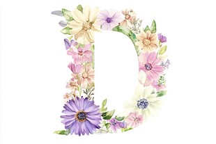 花卉装饰的字母D