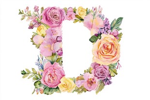 花卉装饰的字母D