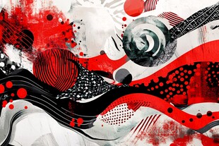 抽象红黑白艺术动感图案
