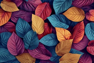 多彩叶片构成的绚丽图案