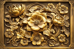 中式金雕花饰精美浮雕