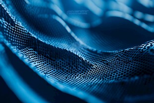 蓝色网状织物纹理特写