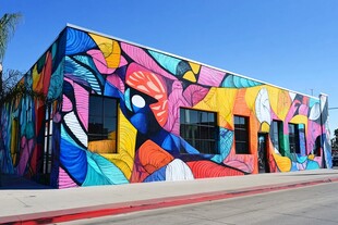 多彩街头艺术建筑外观