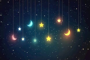梦幻星空下的星月悬挂装饰