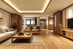 现代中式风格温馨客厅空间