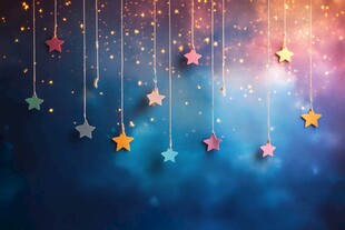 梦幻星空星星挂饰背景图
